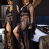 Women Plus Size Long Sexy Ruffled Trumpet Sleeves Robe With Belt4