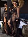 Women Plus Size Long Sexy Ruffled Trumpet Sleeves Robe With Belt4