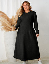 Women Plus Size Long Sleeve Hooded Sweatshirt Dress