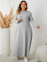 Women Plus Size Long Sleeve Hooded Sweatshirt Dress
