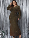 Women Plus Size Long Sleeve Mermaid Hem Fishtail Maxi Dress