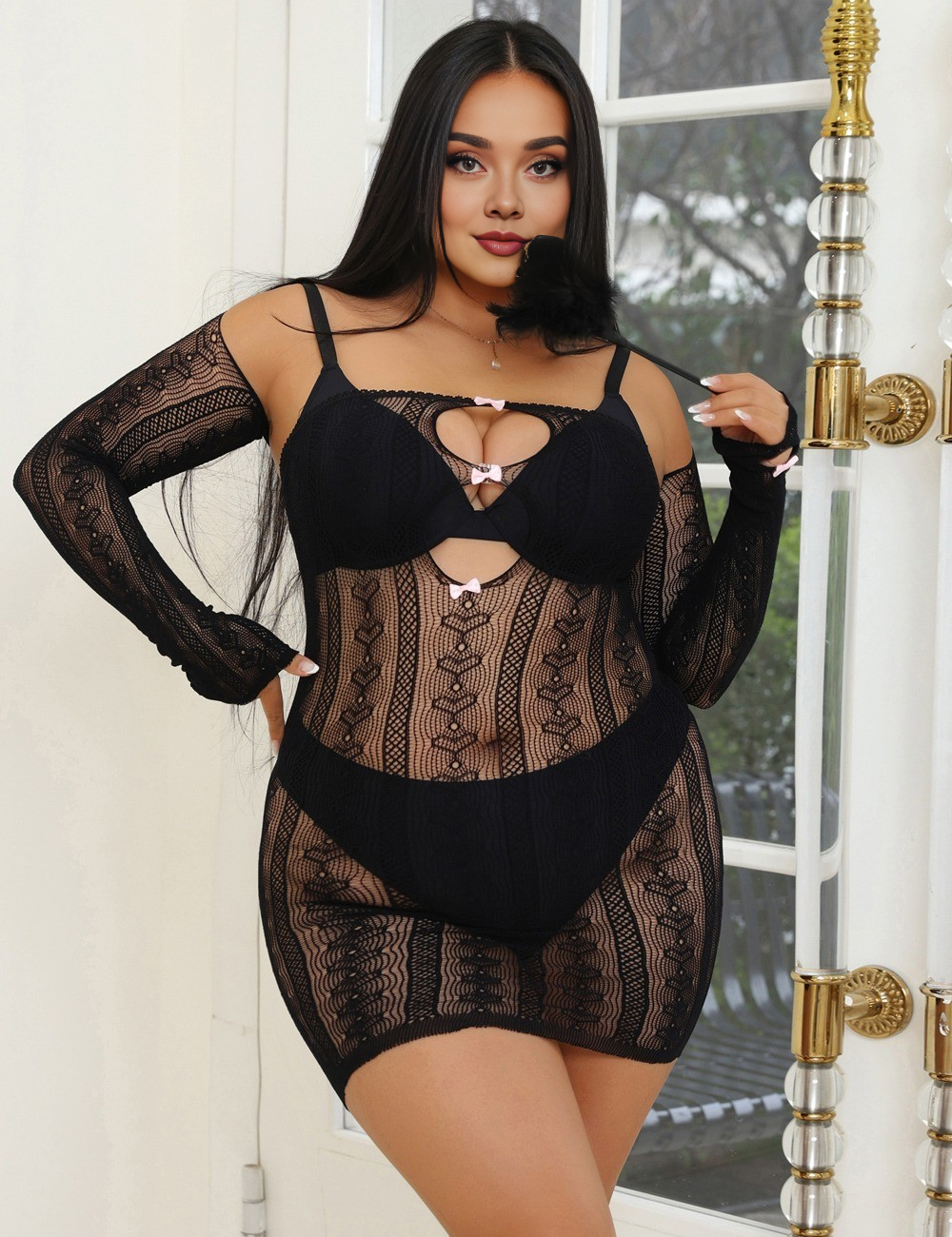 Women_Plus_Size_Long_Sleeves_Hollow_Out_Bow_Bodystocking_PRUSES_6