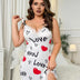 Women Plus Size Love Sleep Chemise Heart Print Babydoll-5