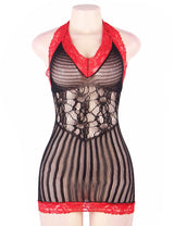 Women Plus Size Mesh Cutout Patchwork Petticoat Dress-4
