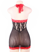 Women Plus Size Mesh Cutout Patchwork Petticoat Dress-6