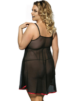Women Plus Size Mesh Embroidery Babydoll-1-2