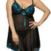 Women Plus Size Mesh Embroidery Babydoll-1-3