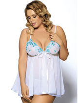 Women Plus Size Mesh Embroidery Babydoll-13