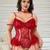 Women Plus Size Mesh Halter Bodysuit