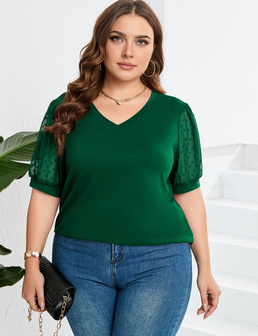 Women_Plus_Size_Mesh_Sleeves_Short_Sleeve_T-Shirt_PRUSES_1