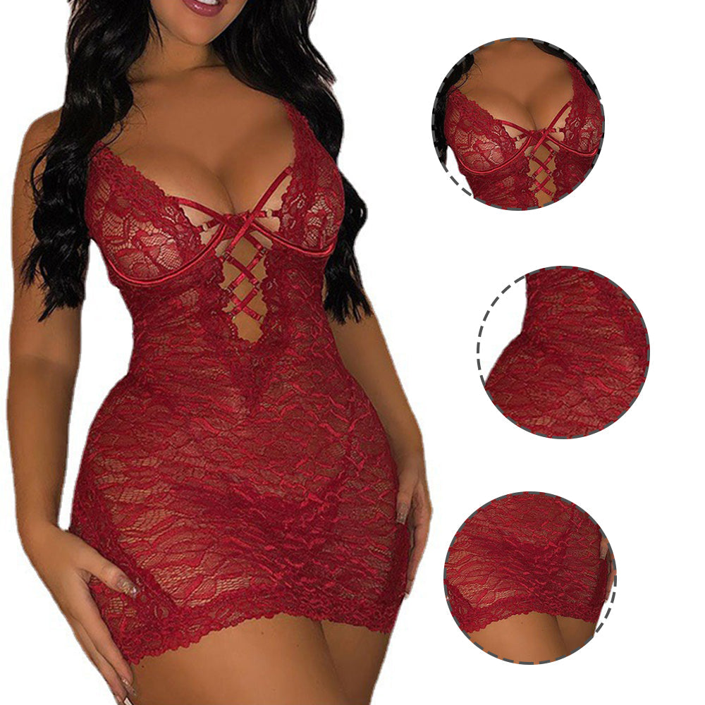 Women Plus Size Mesh Sling Babydoll-2