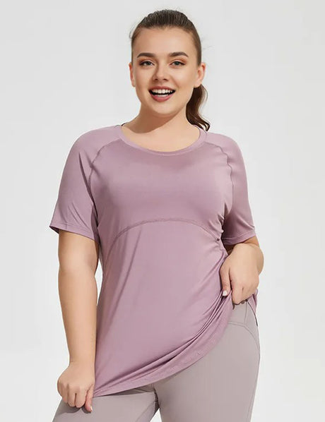 Women_Plus_Size_Mesh_Yoga_Shirt_Breathable_Slim_Sports_Tops_PRUSES_2