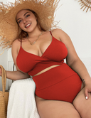 Women Plus Size Neckline Tie High Waist Sexy Bikini Swimsuit Two Piece Swimsuit-1