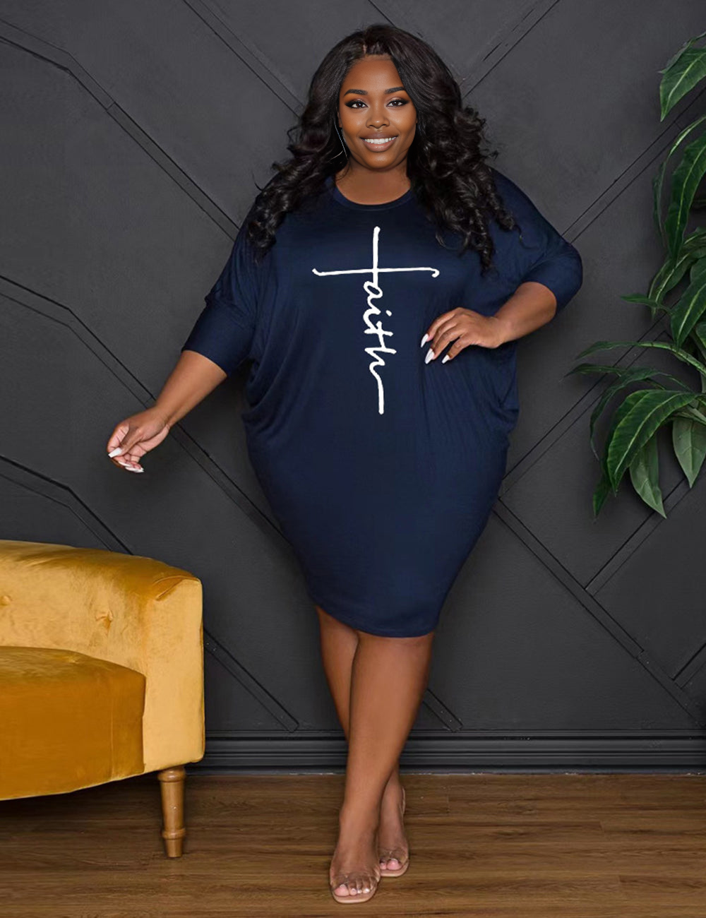 Women Plus Size New Fashion Loose Casual Dress-1