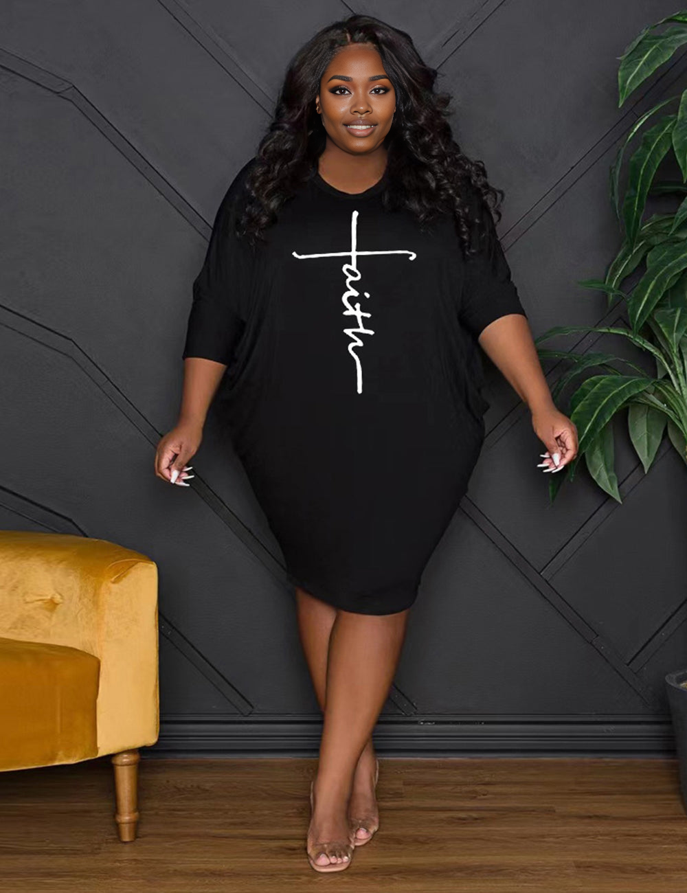 Women Plus Size New Fashion Loose Casual Dress-3