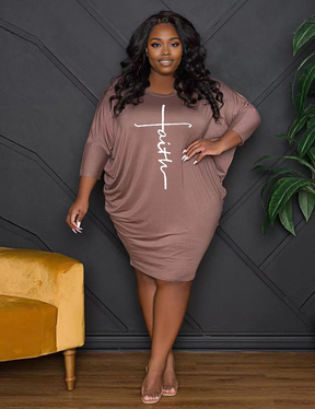 Women Plus Size New Fashion Loose Casual Dress-4