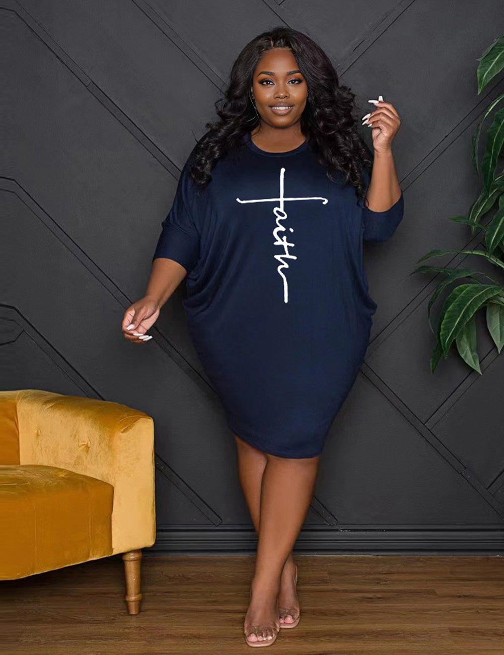 Women Plus Size New Fashion Loose Casual Dress