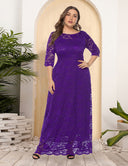 Women Plus Size New Hollow Lace Pocket Dress-10
