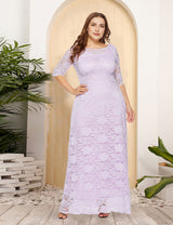 Women Plus Size New Hollow Lace Pocket Dress-3