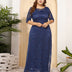 Women Plus Size New Hollow Lace Pocket Dress-6