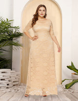 Women Plus Size New Hollow Lace Pocket Dress-7