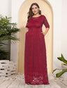 Women Plus Size New Hollow Lace Pocket Dress