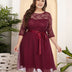 Women Plus Size New Lace Chiffon Mosaic Dress-1