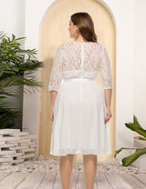 Women Plus Size New Lace Chiffon Mosaic Dress-5