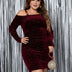 Women Plus Size Off-The-Shoulder Sequined Fitted Dress-5