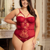 Women Plus Size One Piece Floral Mesh Bodysuit-3