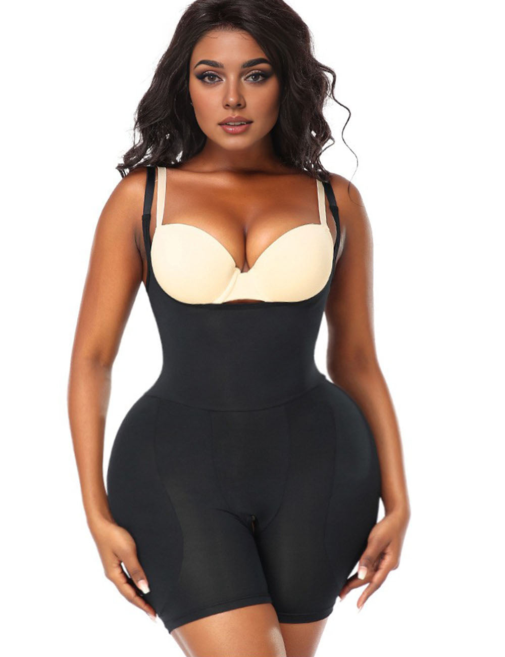 Women Plus Size Open Bust Black Shapewear