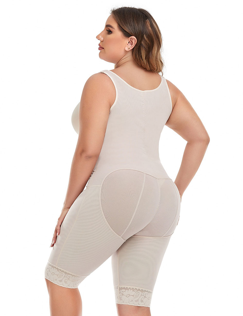 Women Plus Size Open Bust Beige Shapewear