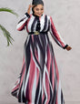 Women Plus Size Paneled Belted Round Neck Swing Skirt Maxi Dress-7