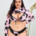 Women Plus Size Pink Cow Spot Uniform