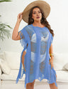 Women Plus Size Plain Distressed Slit Cover Up Dress | PRUSES