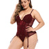 Women Plus Size Plastic Bone Luxurious Satin Lace Panel Corset-1
