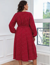 Women Plus Size Polka Dot Printed Boho Maxi Dress