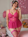 Women Plus Size Polka Dots Lace Babydoll