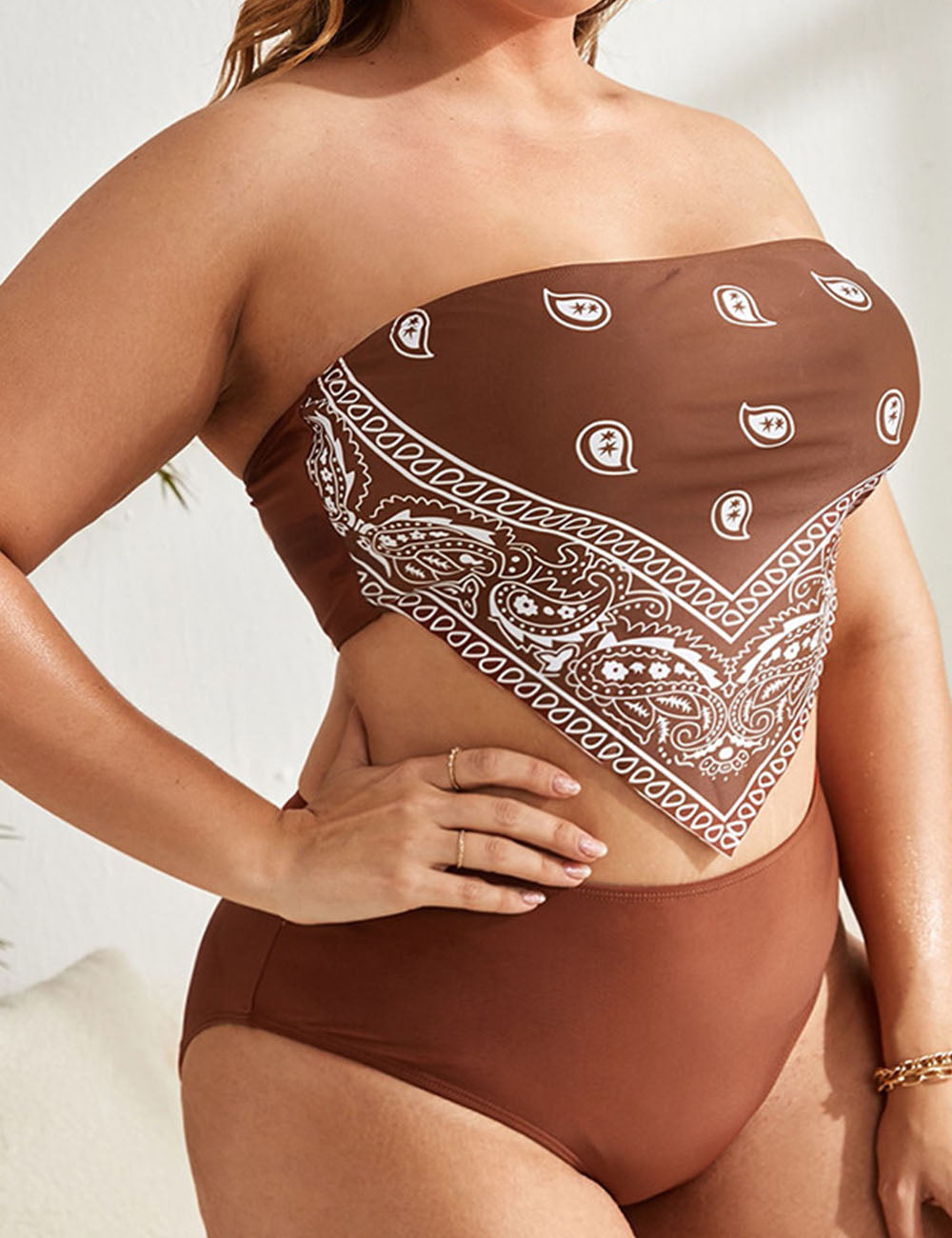 Women_Plus_Size_Printed_Bandeau_High_Waist_Swimsuit_7