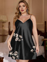 Women Plus Size Printed Ice Silk Cami Nightgown | PRUSES