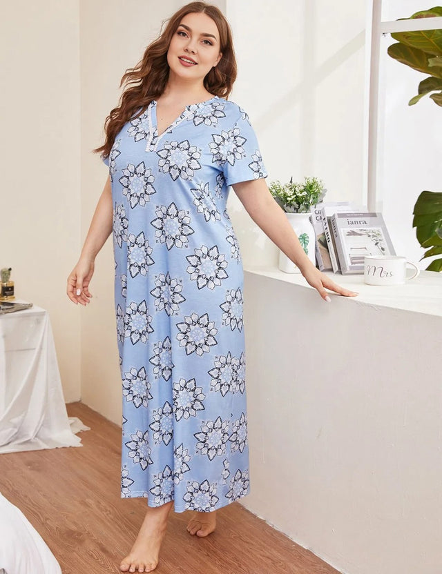 Women_Plus_Size_Printed_Lace_Splicing_V-neck_Homewear_PRUSES_1