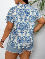 Women Plus Size Printed Lapel Blouse | PRUSES