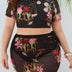 Women Plus Size Printed Push Up Cutout Swimsuit