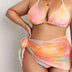 Women Plus Size Rainbow Print Strapless Backless Swimsuit