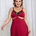 Women Plus Size Red Lace Suspender Nightdress babydoll-1