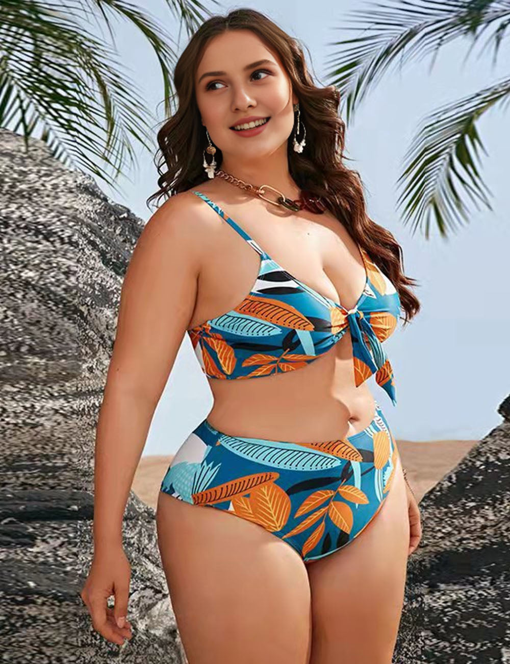 Women_Plus_Size_Retro_Printed_Mesh_Three-Piece_Bikini_Set_9