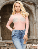 Women Plus Size Rhinestone Bodysuit - PRUSES