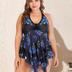 Women Plus Size Rose Mesh Two-Piece Swimsuit-3
