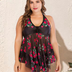 Women Plus Size Rose Mesh Two-Piece Swimsuit-5