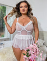 Women Plus Size Ruffle Trim Lace Babydoll
